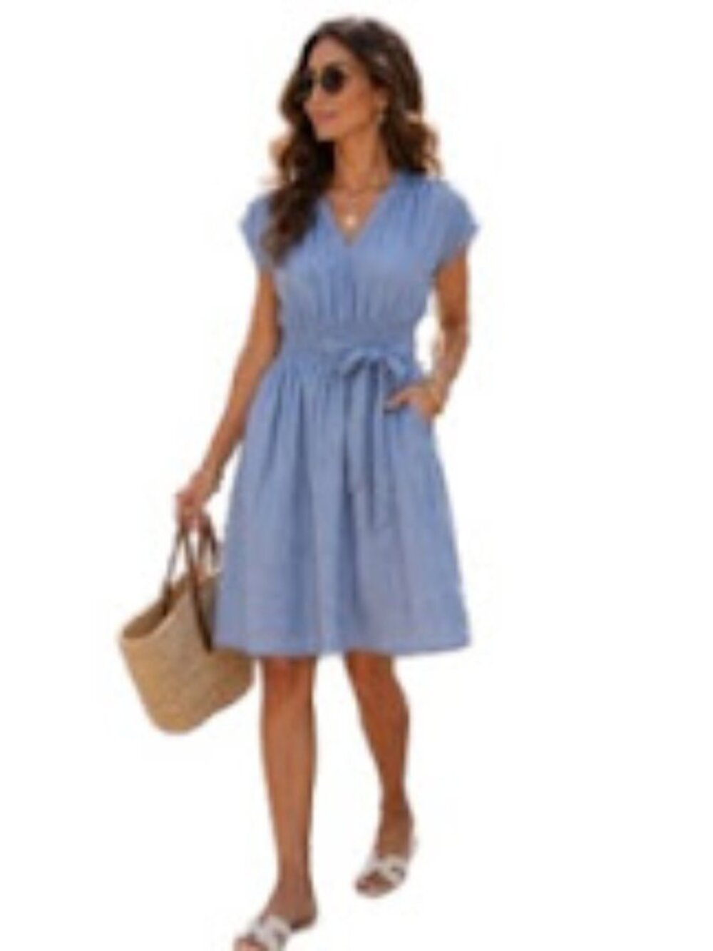 Linen Midi Dress With Cinched Waist From Morgan Taylor